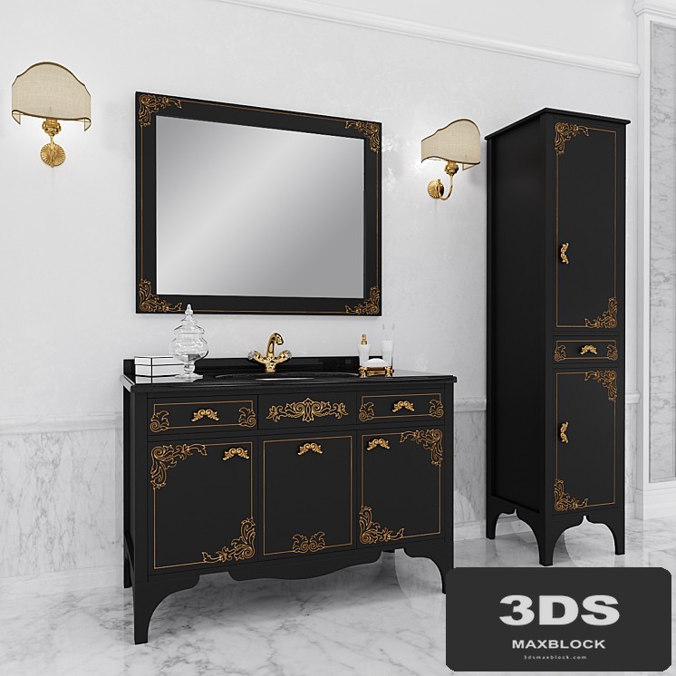 Bathroom furniture "Alice - Laccato nero oro"