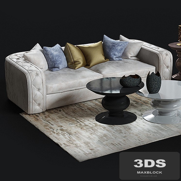 Sofa, armchair Paride Adone tables, the Windies carpet