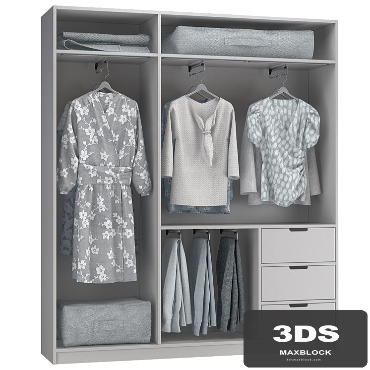 Wardrobe with clothes