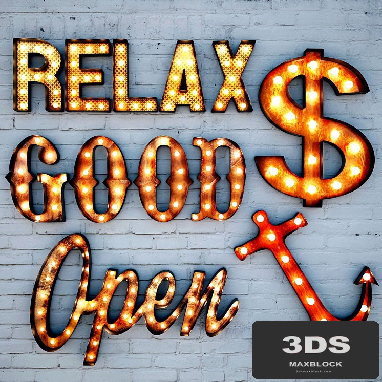 Lighted Metal sign. Set 5
