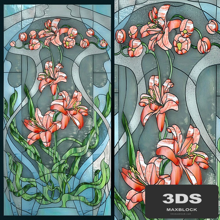 Stained-glass window Lilies