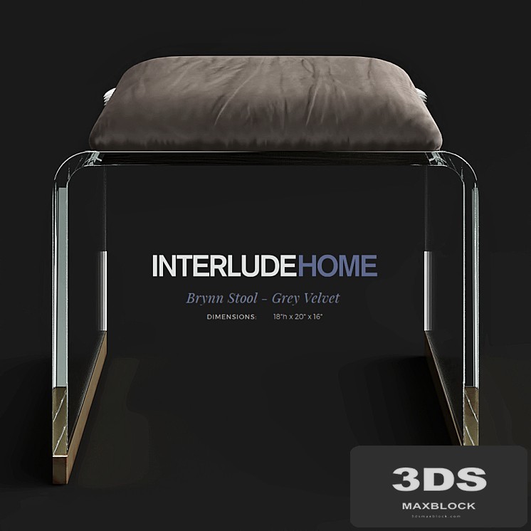 InterludeHome Brynn Stool Gray Velvet