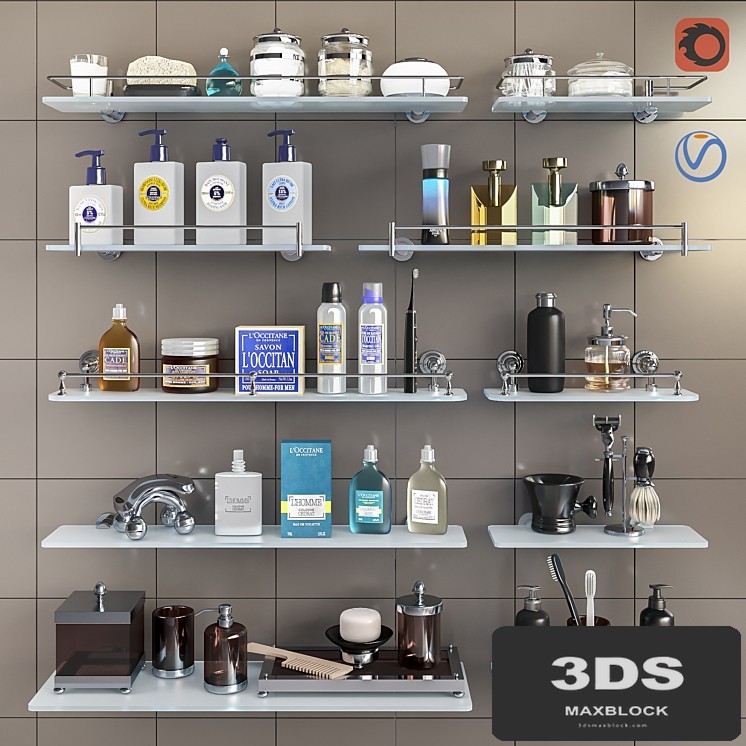 Set of cosmetics, accessories and shelves for bathroom set 3