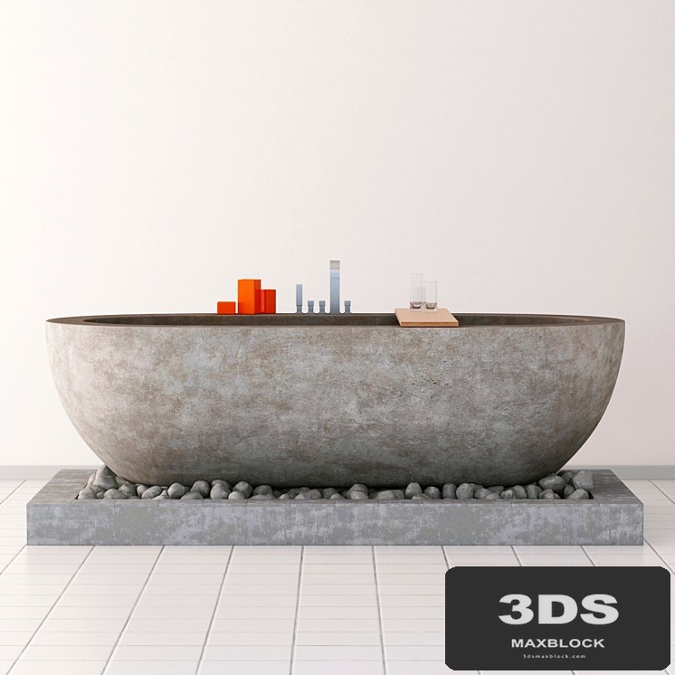 Stone bathroom on pebbles