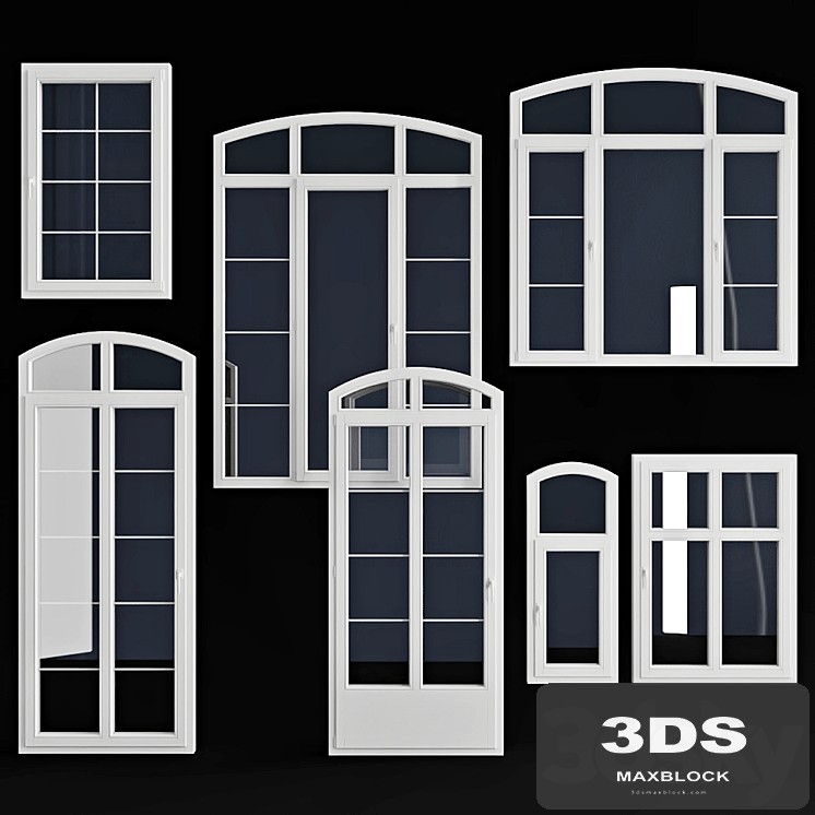 A set of arched windows / doors