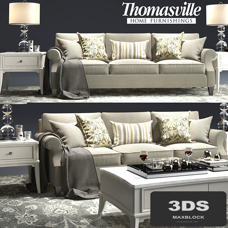 Thomasville_Tawny Sofa_Manuscript Cocktail Table