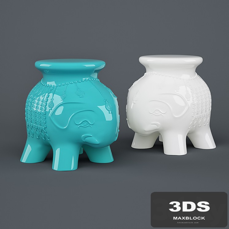 Elephant Garden Stool Turquoise