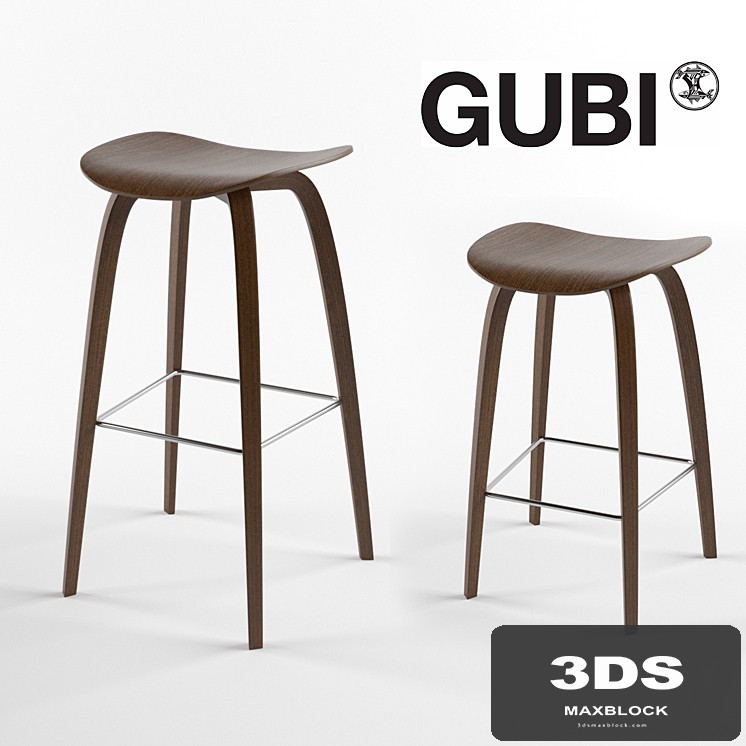 GUBI 2D Bar Stool Wood base