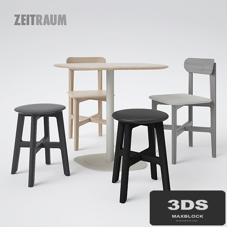 Zeitraum 1.3 Stool and 1.3 Chair with Kontra Table