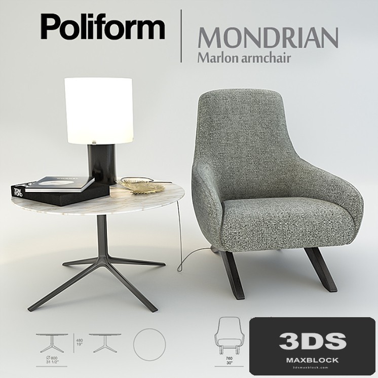 Poliform MONDRIAN collection armchair Marlon