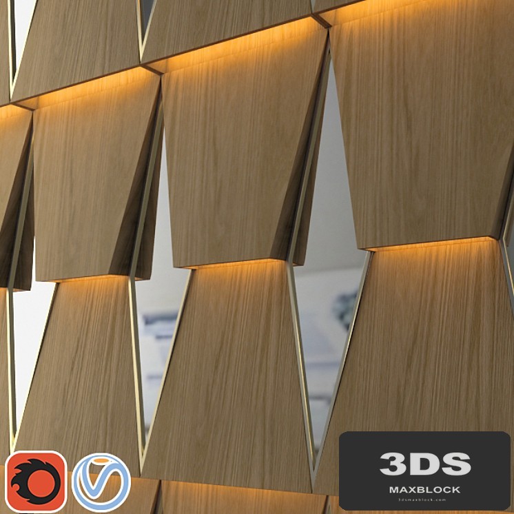 3d wooden wall panel with mirror
