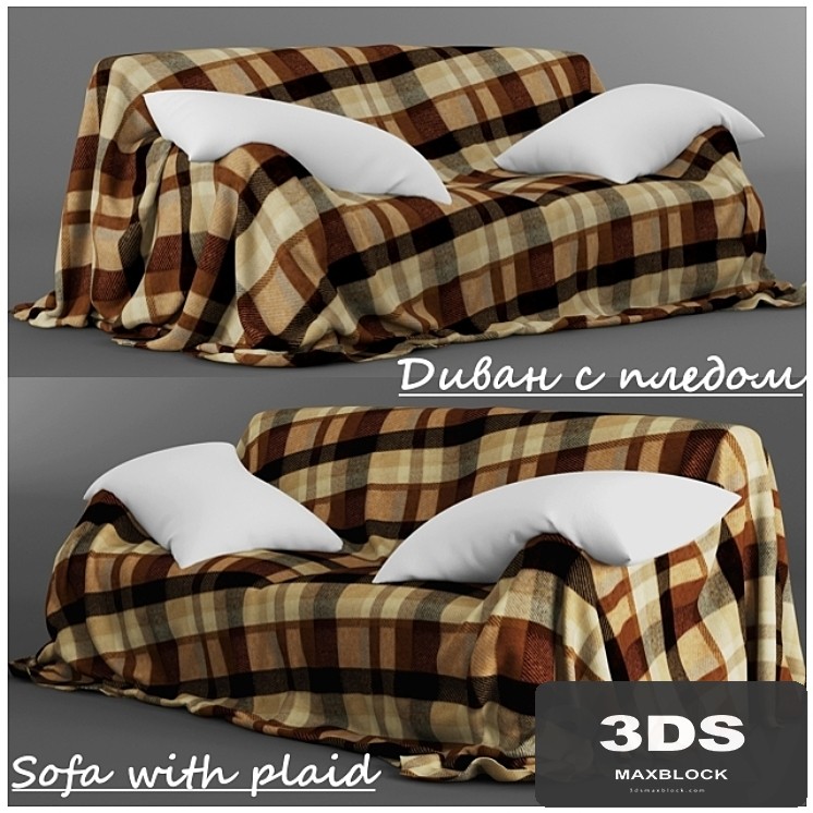 Sofa with a blanket