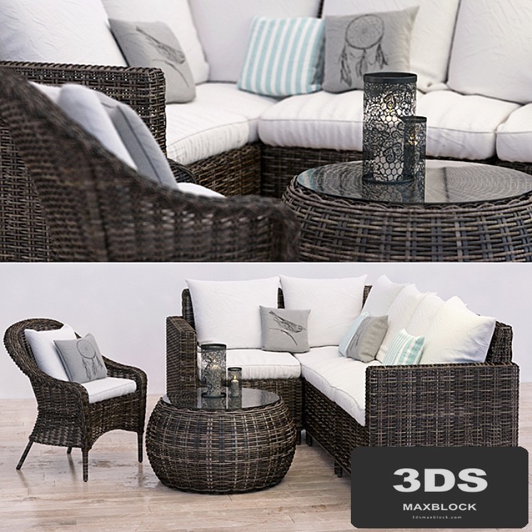 Pottery Barn Torrey wicker Sectional set