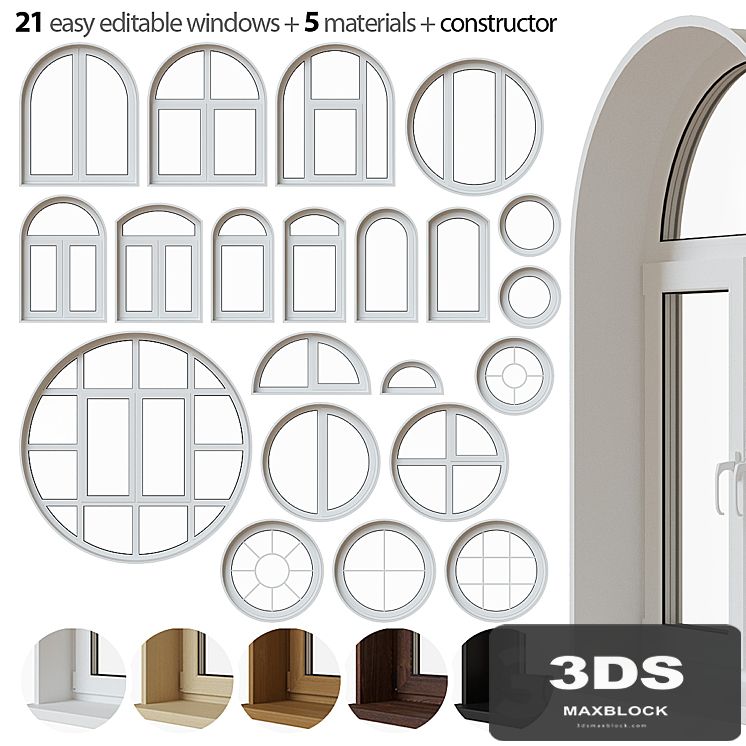 Set of round and arched windows