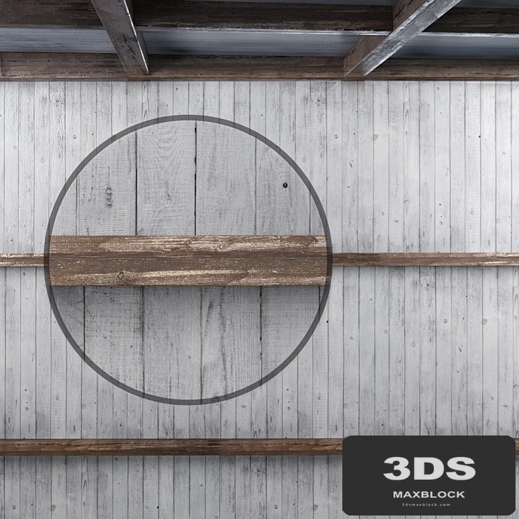 Wooden ceiling with beams