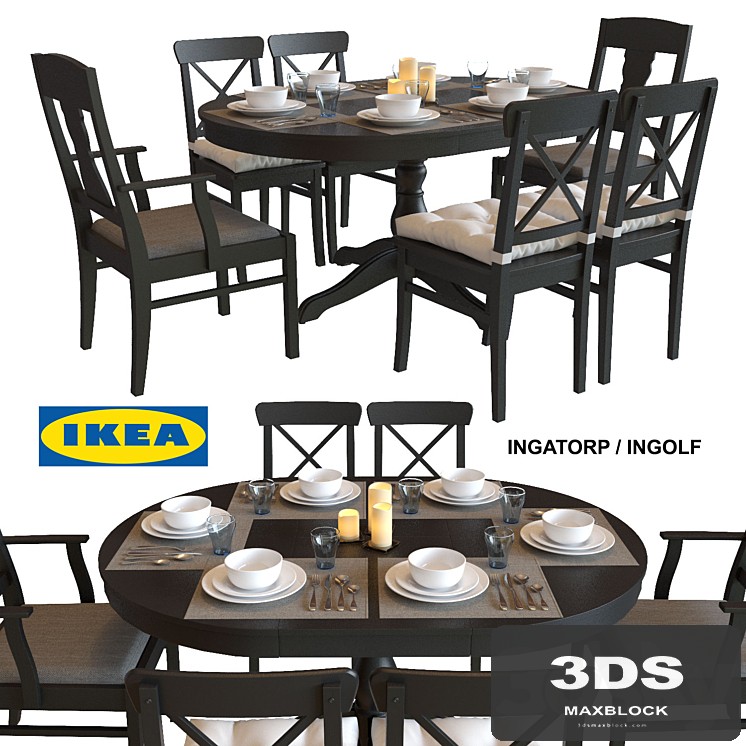 Table and chairs IKEA INGATORP / INGOLF