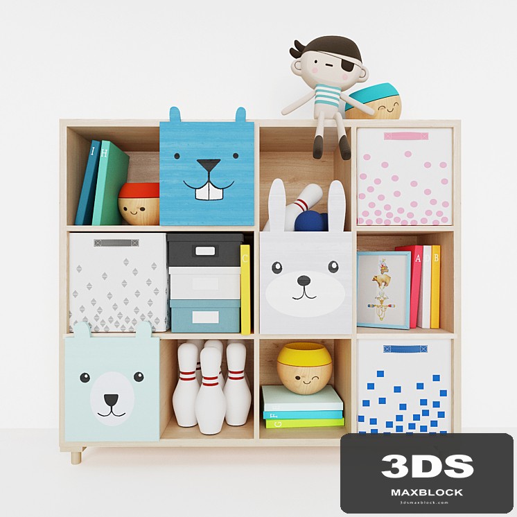 Chest of bloomingville and a set of toys the land of nod