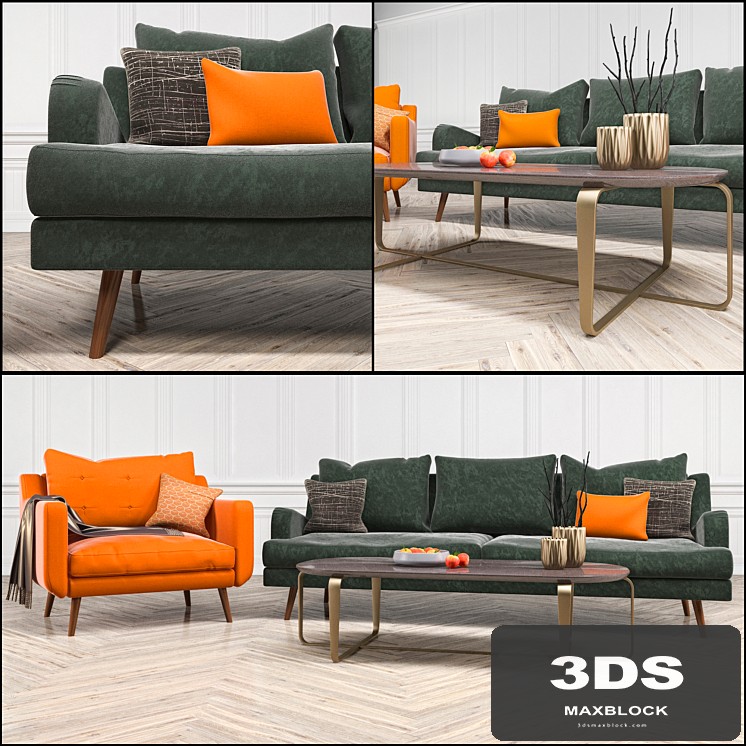 Mid Century Sofa and Chair set # 3