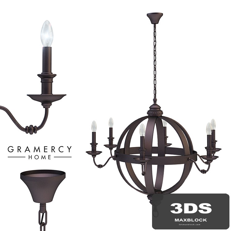 Medieval metal orb chandelier Gramercy home