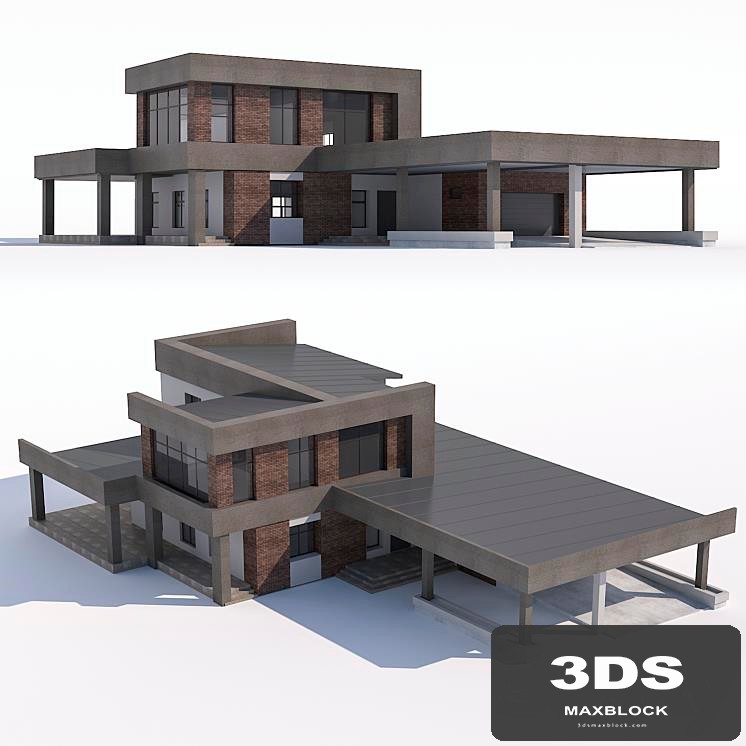 A modern two-storey house with an attached garage and a canopy.