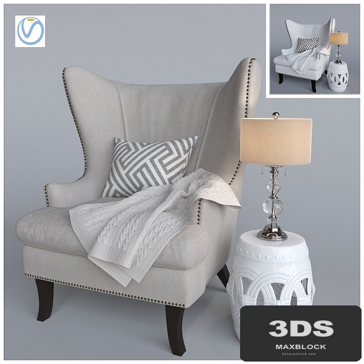 Armchair and knitted plaid Vray