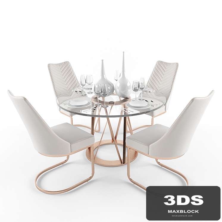 Kyla KD PU Chairs and Rolin KD Round Dining Table
