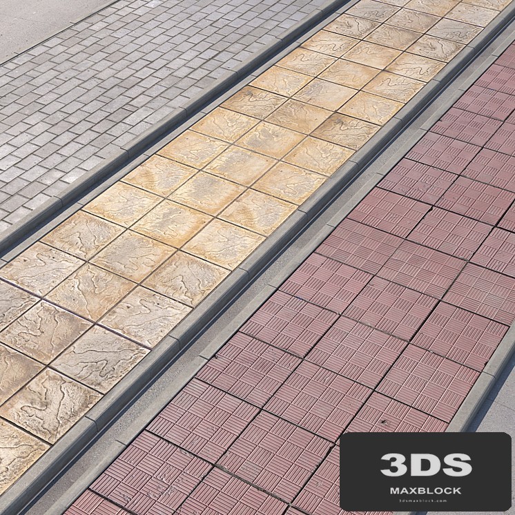 3 variants of pavement with road set_2