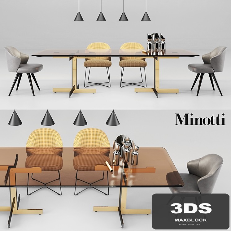 Minotti Catlin Dining Table and Leslie Dining Chairs - View 1