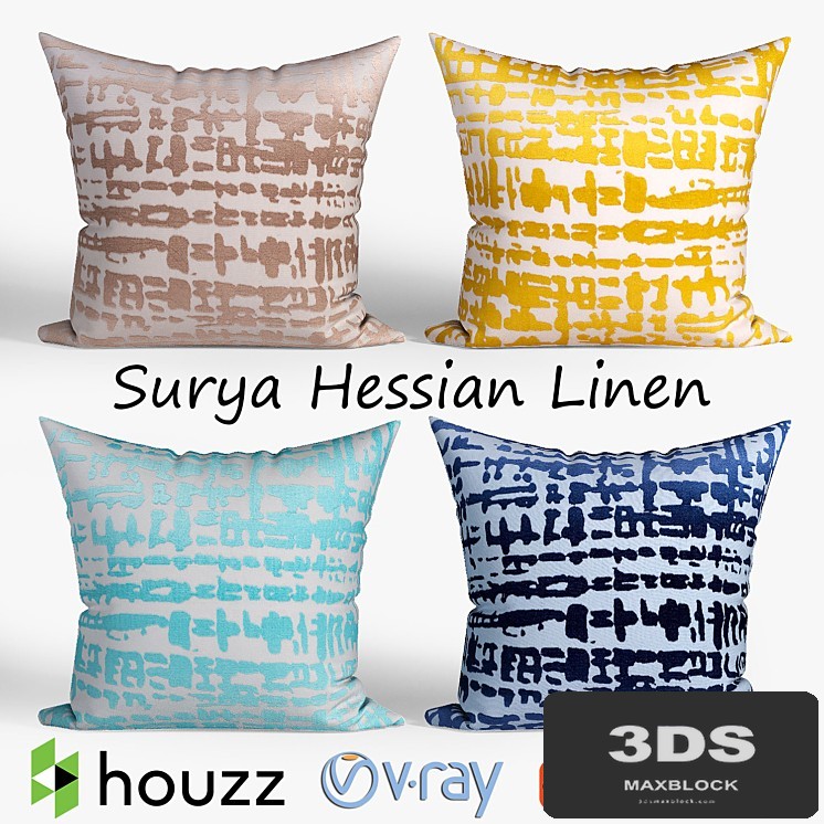 Decorative pillows Houzz, Surya Hessian Linen set 063