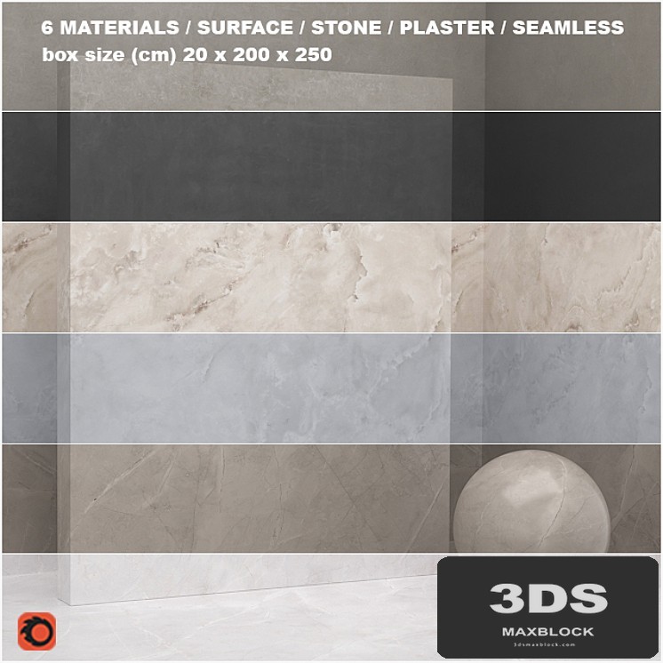 6 materials (seamless) - stone, plaster - set 24