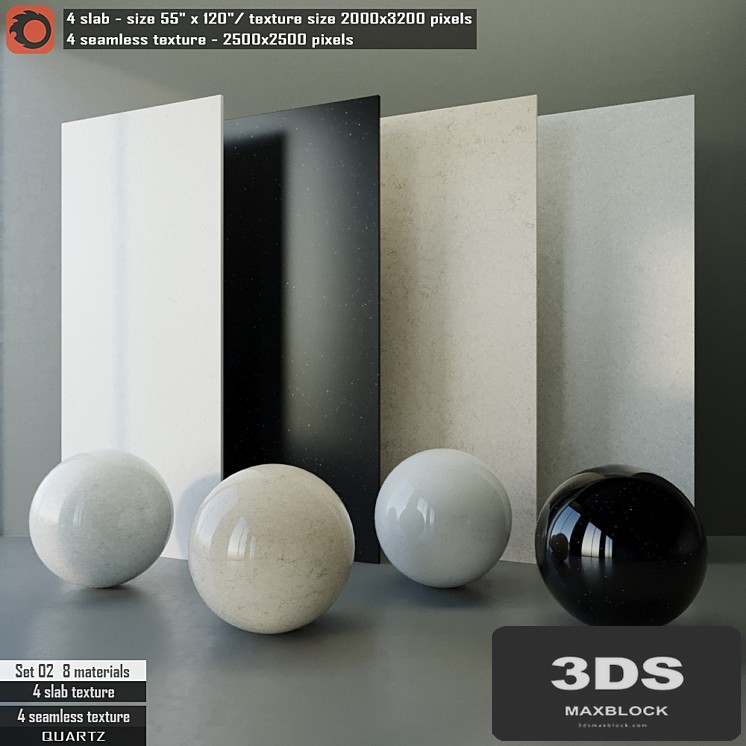 Quartz slab & Seamless texture Set 02