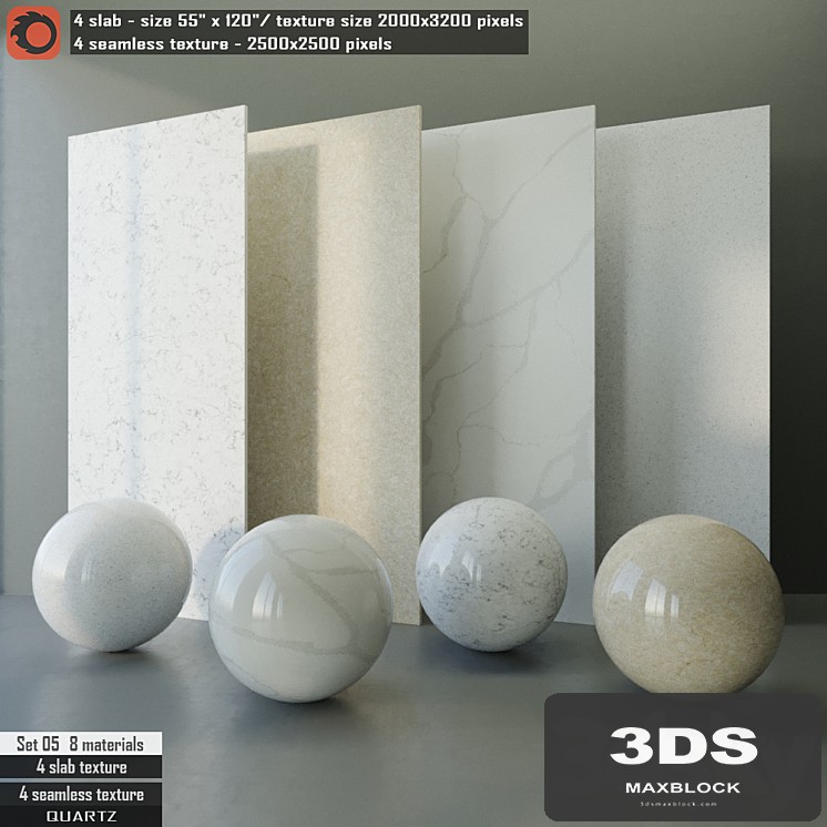 Quartz slab & Seamless texture Set 05