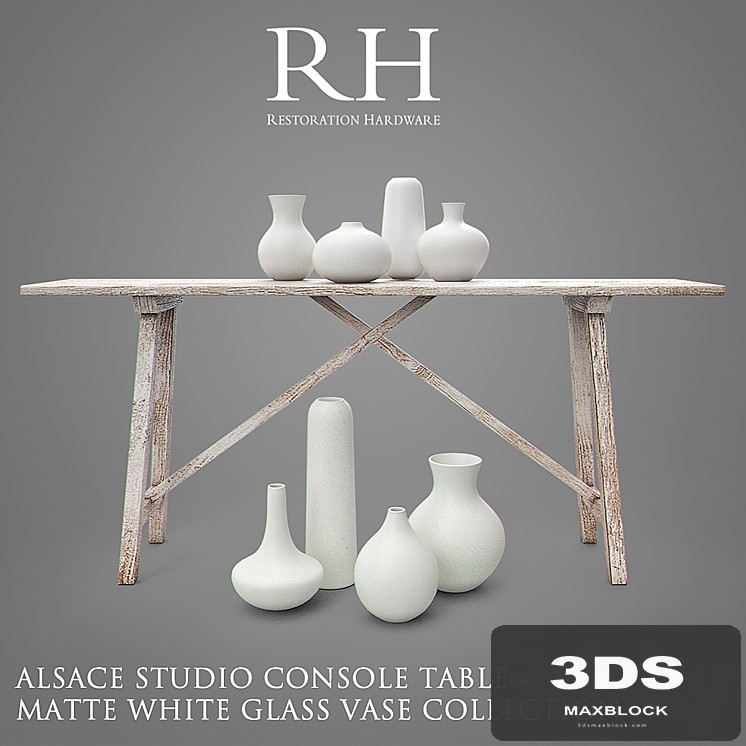 RH ALSACE Studio Console Table + Vase Collection