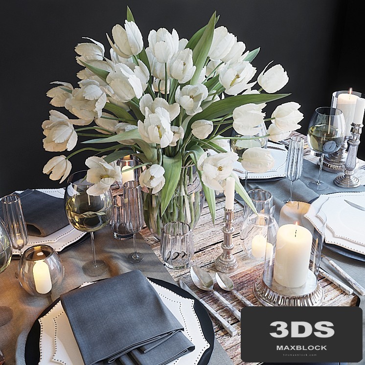 Serving the table 23. Serving with white tulips