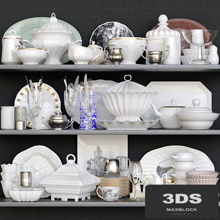 A set of dishes in a classic style 8. Porcelain service