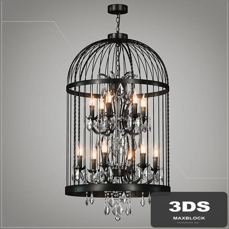 Chandelier Loft Concept Steampunk Birdcage Chandelier 60 black