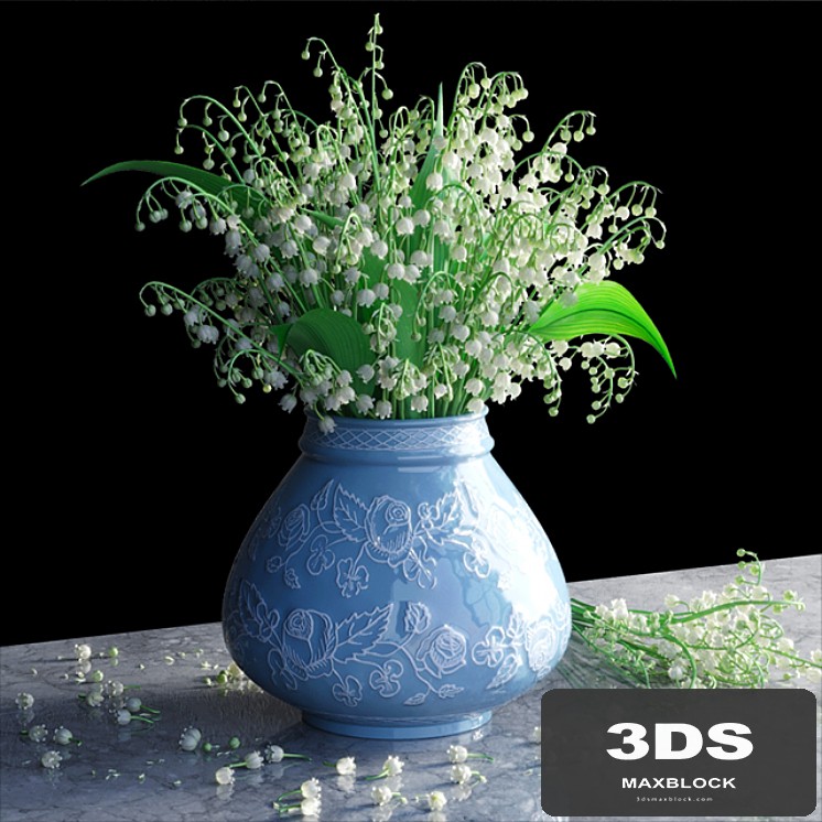 Bouquet of lilies of the valley in a vase