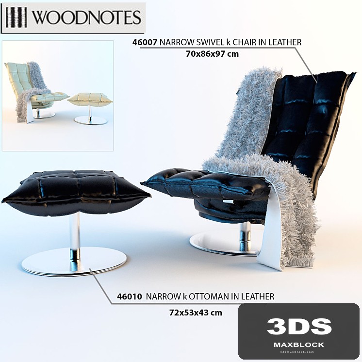 Chair and ottoman Woodnotes NARROW SWIVEL k CHAIR in LEATHER