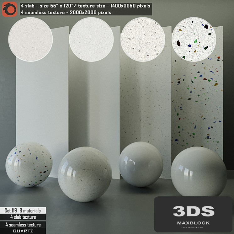 Quartz Slab & Seamless texture Set 119