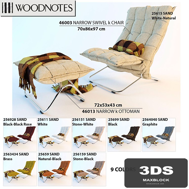 Chair and ottoman Woodnotes NARROW SWIVEL k CHAIR WITH TUBULAR