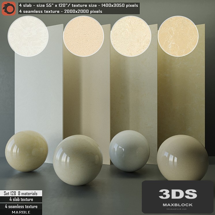Marble Slab & Seamless texture Set 128