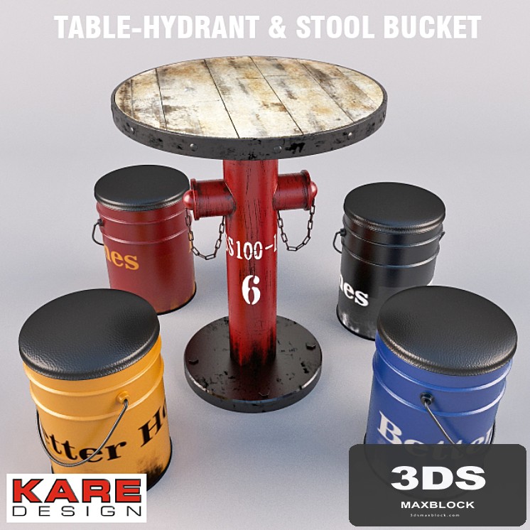 Table-hydrant barrel chairs and KARE design
