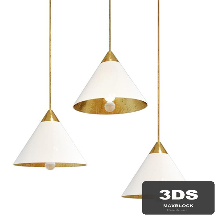 Chandelier cleo pendant brass & white designed by kelly wearstle