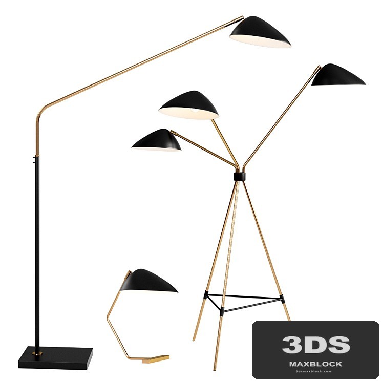 WEST ELM Curvilinear Mid-Century Lamp set