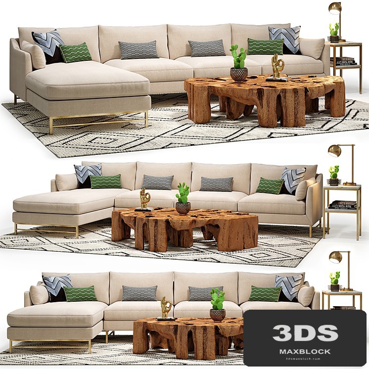 Benson Sectional & Meteor Coffee Table Set