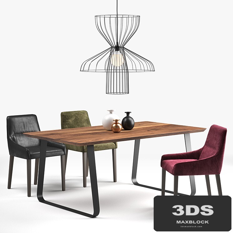 Ligne Roset: long island chair, vilna table, parachute lamp