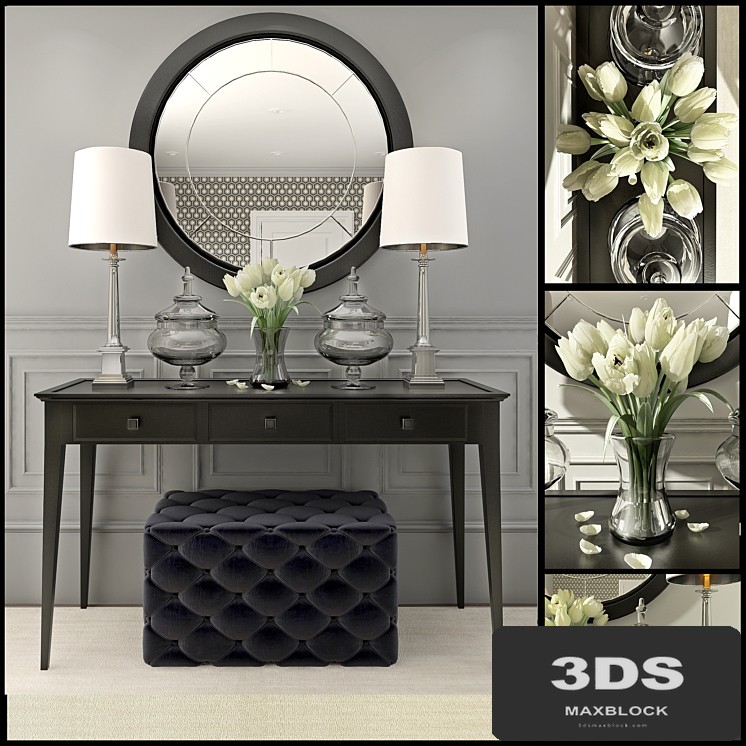 Black decor set with mirror