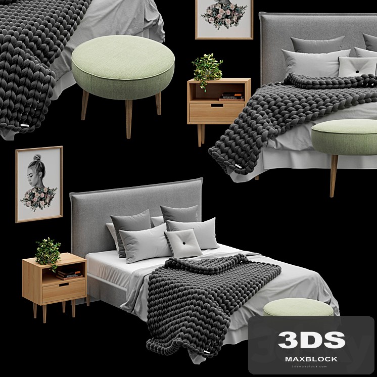 Scandinavian Bedroom Set 02
