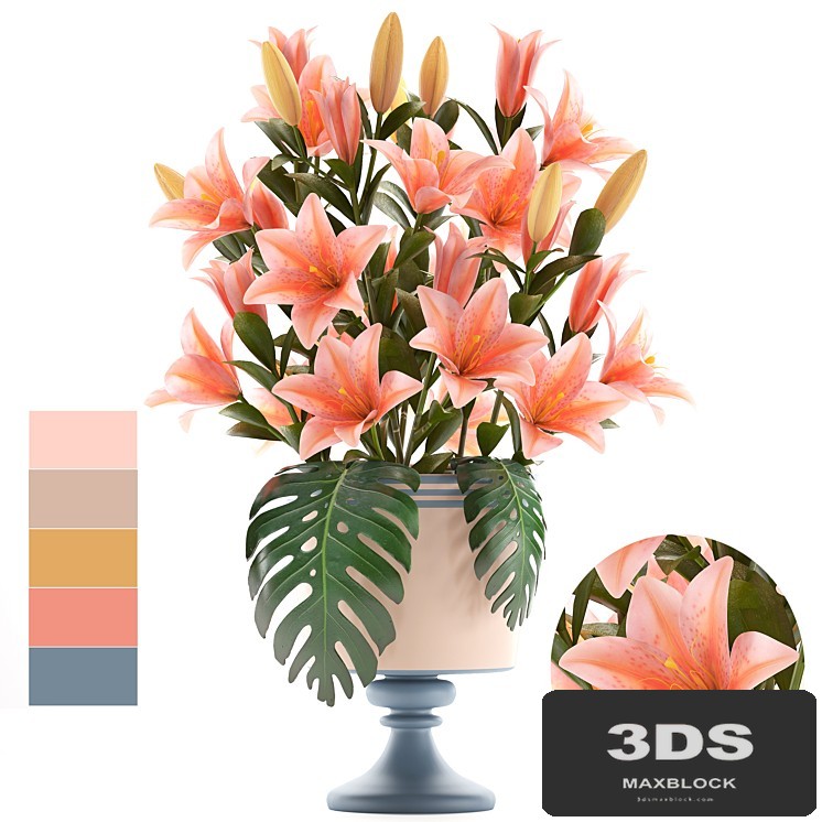 Collection of flowers 57. Bouquet of Lilies, flower, vase, decor