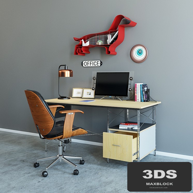 Workplace / armchair Baxton / Herman Miller table and decor